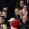 David Beckham, Sir Alex Ferguson lors du match de ligue de champions entre le PSG et Chelsea, au Parc des Princes à Paris le 17 février 2015
