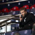  David Beckham lors du match de ligue de champions entre le PSG et Chelsea, au Parc des Princes &agrave; Paris le 17 f&eacute;vrier 2015 
