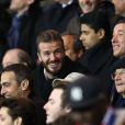  David Beckham, Sir Alex Ferguson lors du match de ligue de champions entre le PSG et Chelsea, au Parc des Princes &agrave; Paris le 17 f&eacute;vrier 2015 