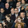  Nicolas Sarkozy, Youri Djorkaeff, Jamel Debbouze, Pierre Niney et Lilian Thuram lors du match de ligue de champions entre le PSG et Chelsea, au Parc des Princes &agrave; Paris le 17 f&eacute;vrier 2015 