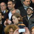  Youri Djorkaeff, Jamel Debbouze et Pierre Sarkozy lors du match de ligue de champions entre le PSG et Chelsea, au Parc des Princes &agrave; Paris le 17 f&eacute;vrier 2015 