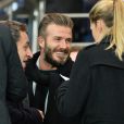  David Beckham lors du match de ligue de champions entre le PSG et Chelsea, au Parc des Princes &agrave; Paris le 17 f&eacute;vrier 2015 