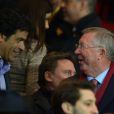  Ra&iuml; et Sir Alex Ferguson lors du match de ligue de champions entre le PSG et Chelsea, au Parc des Princes &agrave; Paris le 17 f&eacute;vrier 2015 