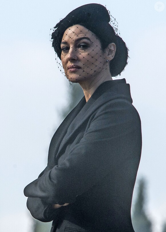 Monica Bellucci sur le tournage du prochain James Bond, Spectre, à Rome, le 19 février 2015.