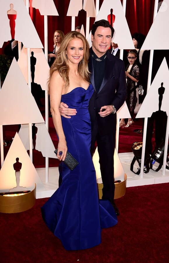 John Travolta et Kelly Preston à la 87e cérémonie des Oscars à Hollywood, le 22 février 2015.