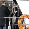 Shannen Doherty en promenade à Paris, le 23 février 2015. Après un déjeuner au restaurant indien Kashmir (Saint-Germain), elle a rendu visite, avec son meilleur ami Chris Cortazzo, à Paul Watson sur le bateau Brigitte Bardot, actuellement sur la Seine.