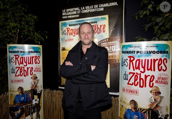 Benoit Poelvoorde assiste à l'avant-première du film "Les Rayures du zèbre" à Charleroi en Belgique le 30 janvier 2014.