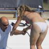 Exclusif - L'ancienne joueuse de tennis Arantxa Sanchez-Vicario et son mari passent leurs vacances à Ibiza le 12 août 2013.