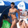 Nicole Murphy profite d'un après-midi sur une plage de Miami. Le 1er mars 2015.