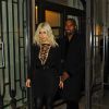 Kanye West et Kim Kardashian quittent le Royal Monceau pour se rendre au défilé Givenchy. Paris, le 8 mars 2015.