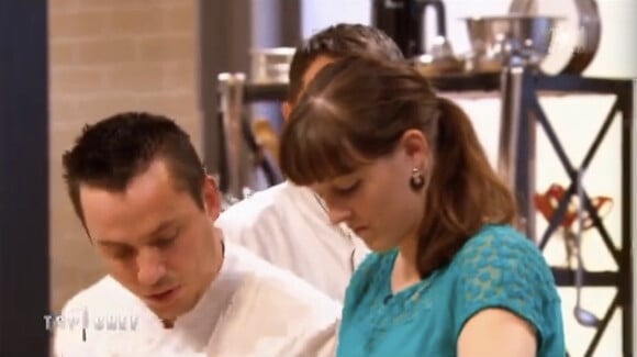 Christophe et sa petite amie Julie dans Top Chef 2015 (épisode 7), le lundi 9 mars 2015 sur M6.