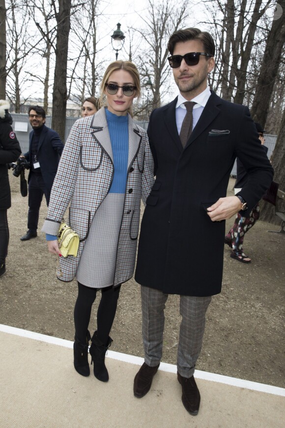 Olivia Palermo et son mari Johannes Huebl - People au défilé de mode "Valentino", collection prêt-à-porter automne-hiver 2015/2016, à Paris. Le 10 mars 2015