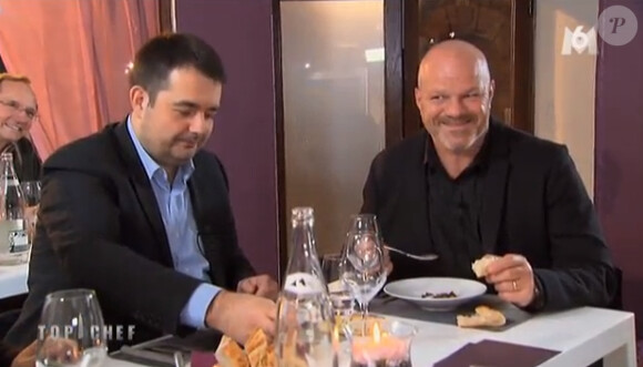 Jean-François Piège et Philippe Etchebest dans Top Chef 2015 sur M6, le lundi 16 mars 2015.