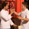 Florian et Kevin triomphent lors de la guerre des restos, dans Top Chef 2015 sur M6, le lundi 16 mars 2015.