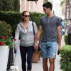 Novak Djokovic et sa belle Jelena Ristic promènent leurs chiens à West Hollywood, le 10 mars 2015