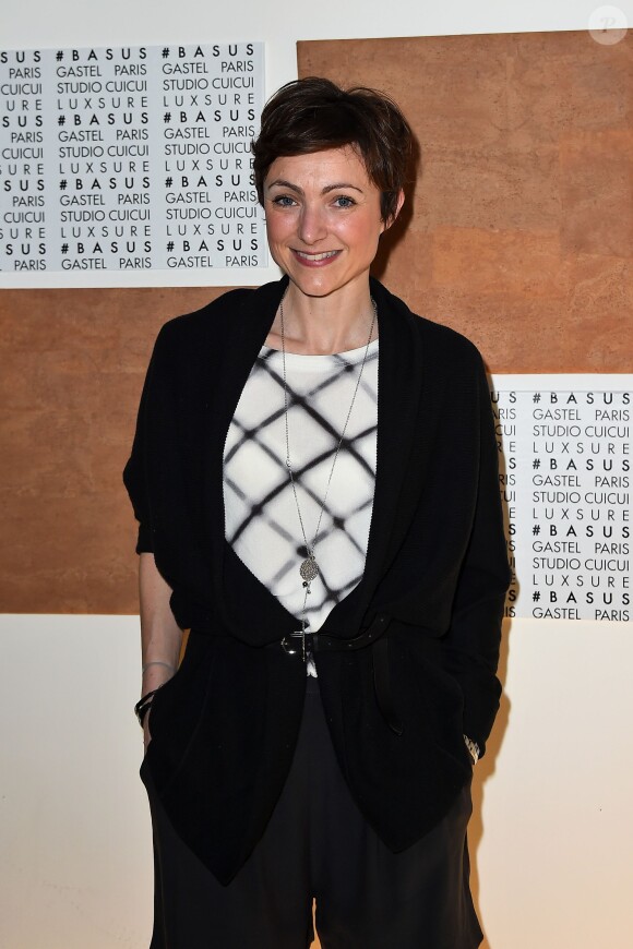 Florence Desmarty - Cocktail Basus pour la présentation de sa nouvelle collection de prêt-à-porter, le 18 mars 2015.