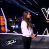 Sharon Laloum, Camille Lellouche et Law, le 28 mars 2015 dans l'épreuve finale de The Voice 4 sur TF1.