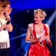 Manon Palmer, Amélie Piovoso et Sweet Jane dans The Voice 4 sur TF1, le 28 mars 2015.