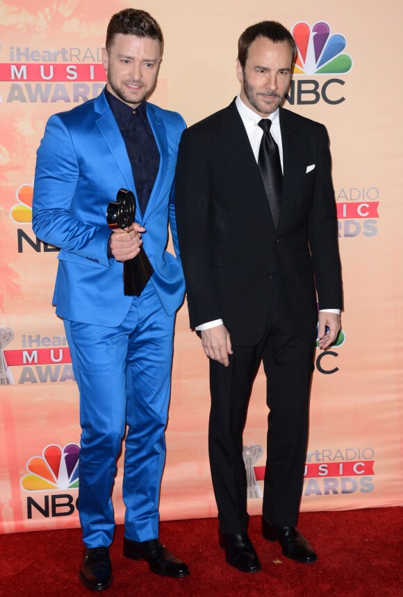 Justin Timberlake et Tom Ford aux iHeartRadio Music Awards 2015 au Shrine Auditorium. Los Angeles, le 29 mars 2015.