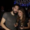 Nikola Karabatic et sa compagne Géraldine Pillet au Vip Room de Paris, le 2 février 2015