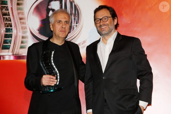 Bruno Coulais, James Huth - Cérémonie du 10e prix Henri Langlois à la maison de l'UNESCO à Paris le 30 mars 2015.