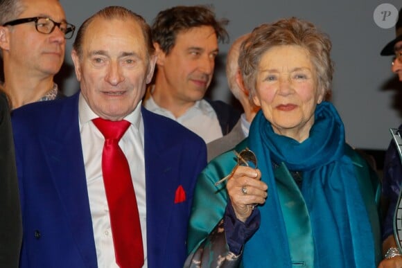 Pierre Etaix, Emmanuelle Riva - Cérémonie du 10e prix Henri Langlois à la maison de l'UNESCO à Paris le 30 mars 2015.
