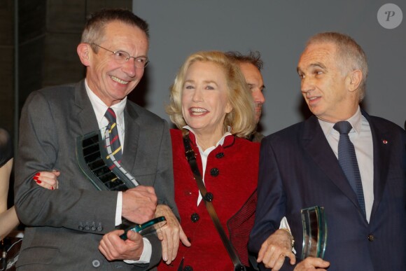 Patrice Leconte, Brigitte Fossey, Alain Terzian - Cérémonie du 10e prix Henri Langlois à la maison de l'UNESCO à Paris le 30 mars 2015.