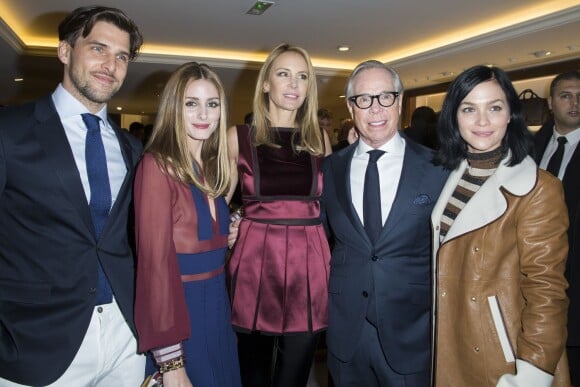 Johannnes Huebel, Olivia Palermo, Tommy et Dee Hilfiger et Leigh Lezark à l'Inauguration de la boutique Tommy Hilfiger Bd des Capucines à Paris le 31 mars 2015.