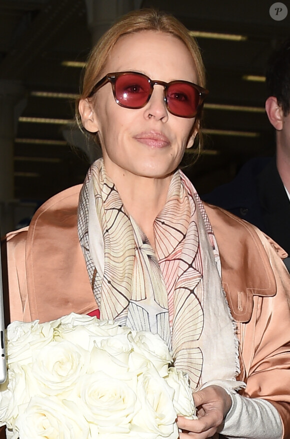 Kylie Minogue à la gare King's Cross à Londres, le 1er avril 2015.
