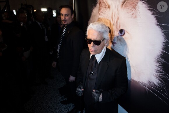 Karl Lagerfeld au vernissage "Corsa Karl et Choupette" à Berlin en Allemagne le 3 février 2015