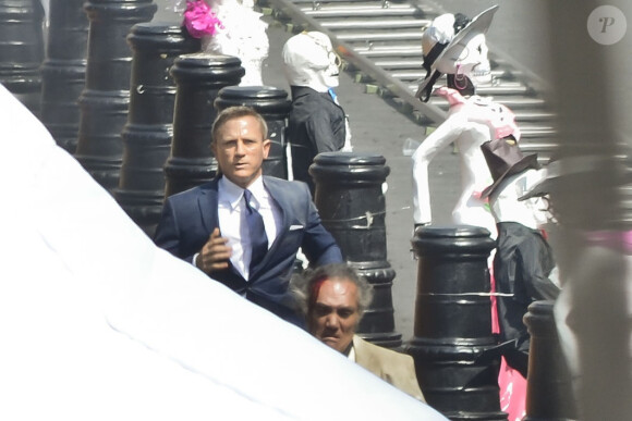 Daniel Craig dans une séquence sportive de Spectre à Mexico le 25 mars 2015.
