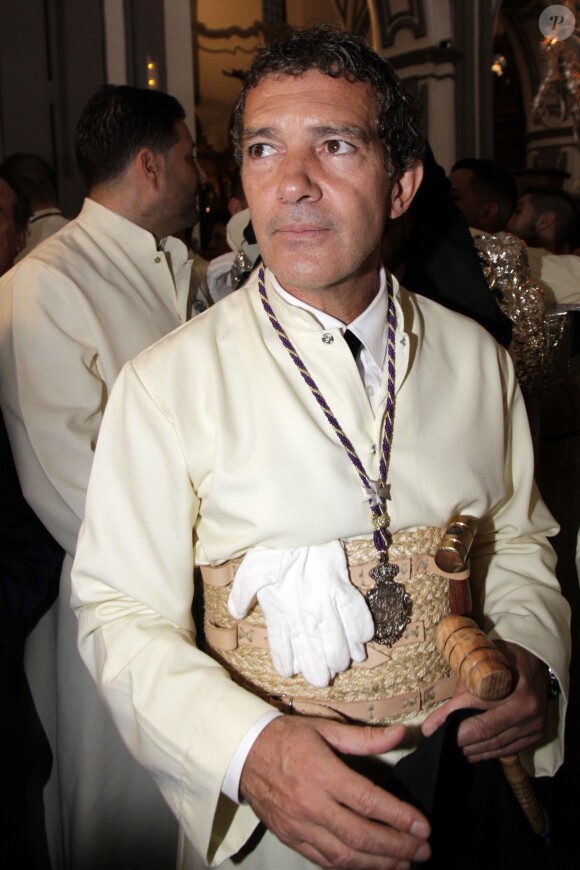 Antonio Banderas participe à la semaine sainte à Malaga en Espagne le 29 mars 2015.