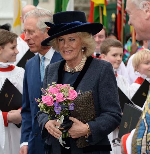 Le prince Charles et la duchesse Camilla lors d'une messe commémorative de la journée du Commonwealth à l'abbaye de Westminster à Londres, le 9 mars 2015.