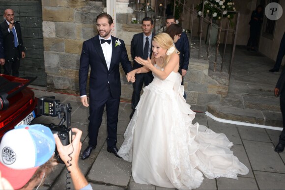 Mariage de Michelle Hunziker et Tomaso Trussardi à Bergame, le 10 octobre 2014.