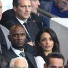 Eric Abidal et sa femme Hayet lors de la rencontre entre le Paris Saint-Germain et le FC Barcelone en quart de finale de la Ligue des champions, le 15 avril 2015 au Parc des Princes à Paris