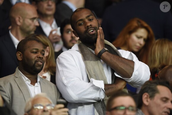 Teddy Riner lors de la rencontre entre le Paris Saint-Germain et le FC Barcelone en quart de finale de la Ligue des champions, le 15 avril 2015 au Parc des Princes à Paris