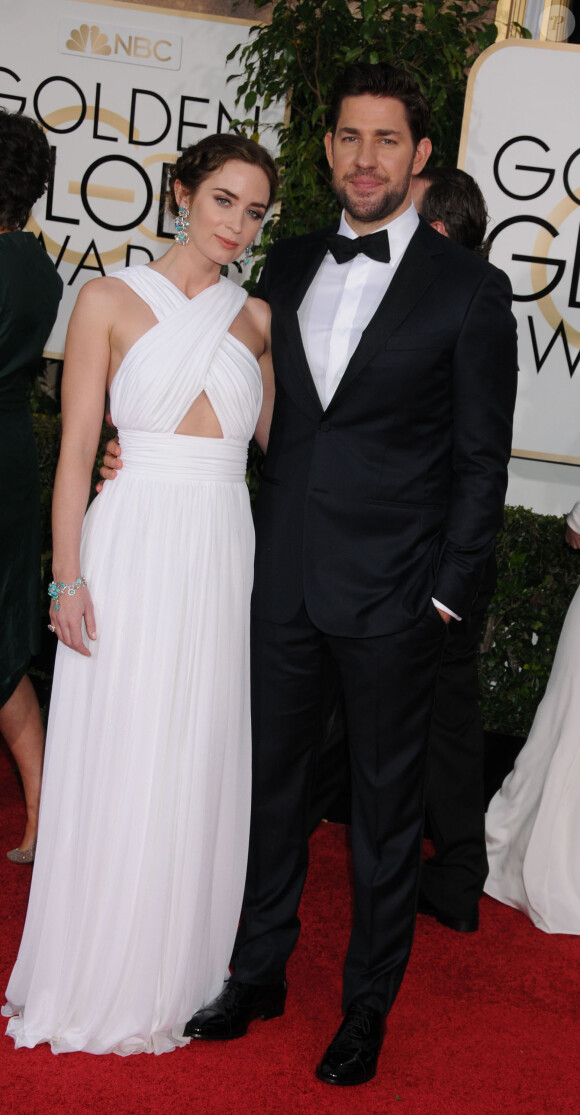 Emily Blunt et son mari John Krasinski - 72ème cérémonie annuelle des Golden Globe Awards à Beverly Hills. Le 11 janvier 2015 