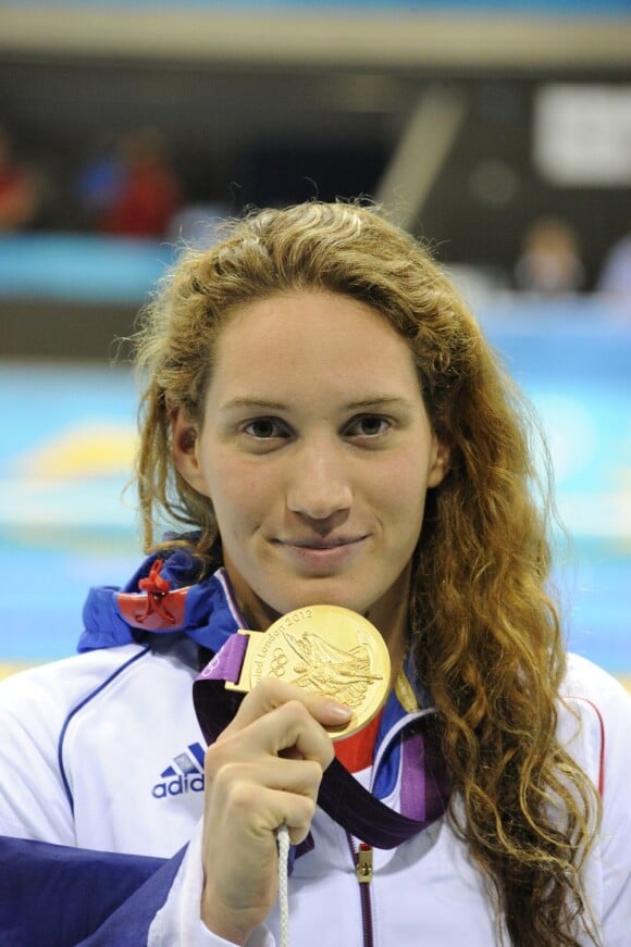 Camille Muffat lors de sa victoire aux JO de Londres le 29 juillet 2012