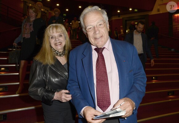 Michel Chevalet et sa femme, au spectacle de Chevallier et Laspalès Vous reprendrez bien quelques sketches ? à l'Olympia, le jeudi 23 avril 2015.