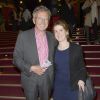 Nelson Monfort et sa fille Isaure, au spectacle de Chevallier et Laspalès Vous reprendrez bien quelques sketches ? à l'Olympia, le jeudi 23 avril 2015.