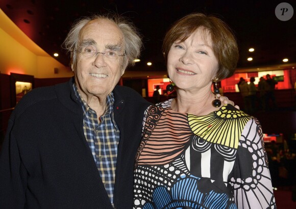 Michel Legrand et sa femme Macha Méril, au spectacle de Chevallier et Laspalès Vous reprendrez bien quelques sketches ? à l'Olympia, le jeudi 23 avril 2015.