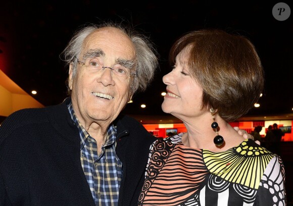 Michel Legrand et sa femme Macha Méril, au spectacle de Chevallier et Laspalès Vous reprendrez bien quelques sketches ? à l'Olympia, le jeudi 23 avril 2015.