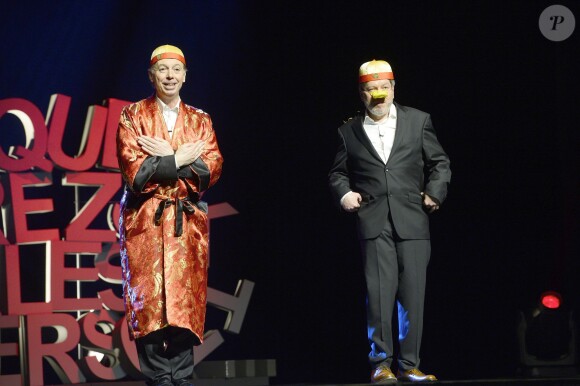 Chevallier et Laspalès se produisent sur la scène de l'Olympia pour le spectacle Vous reprendrez bien quelques sketches ? le jeudi 23 avril 2015.