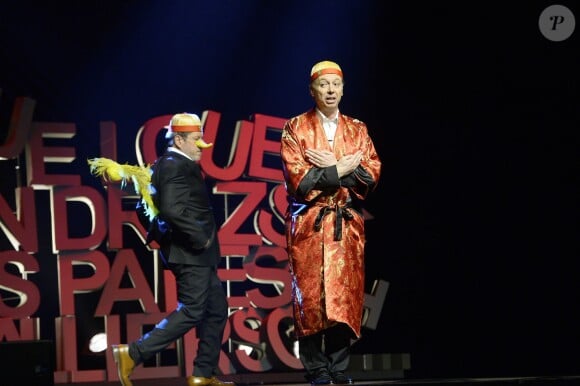 Chevallier et Laspalès se produisent sur la scène de l'Olympia pour le spectacle Vous reprendrez bien quelques sketches ? le jeudi 23 avril 2015.