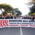 Adriana Karembeu et son mari André (Aram) Ohanian assistent à la commémoration du centenaire du Génocide Armenien à Marseille, le 24 avril 2015
