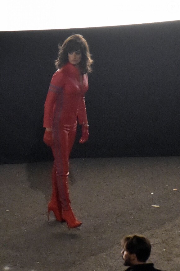 Penélope Cruz sur le tournage du film Zoolander 2 avec Ben Stiller et Owen Wilson à Rome, le 26 avril 2015.