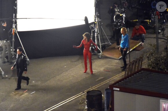 Penélope Cruz sur le tournage du film Zoolander 2 avec Ben Stiller et Owen Wilson à Rome, le 26 avril 2015.