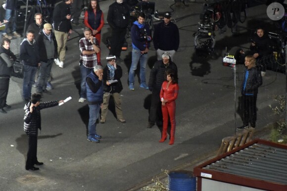 Penélope Cruz sur le tournage du film Zoolander 2 avec Ben Stiller et Owen Wilson à Rome, le 26 avril 2015.