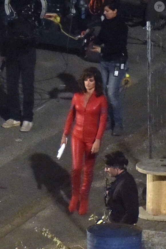 Penélope Cruz sur le tournage du film Zoolander 2 avec Ben Stiller et Owen Wilson à Rome, le 26 avril 2015.