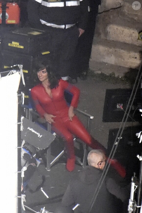 Penélope Cruz sur le tournage du film Zoolander 2 avec Ben Stiller et Owen Wilson à Rome, le 26 avril 2015.